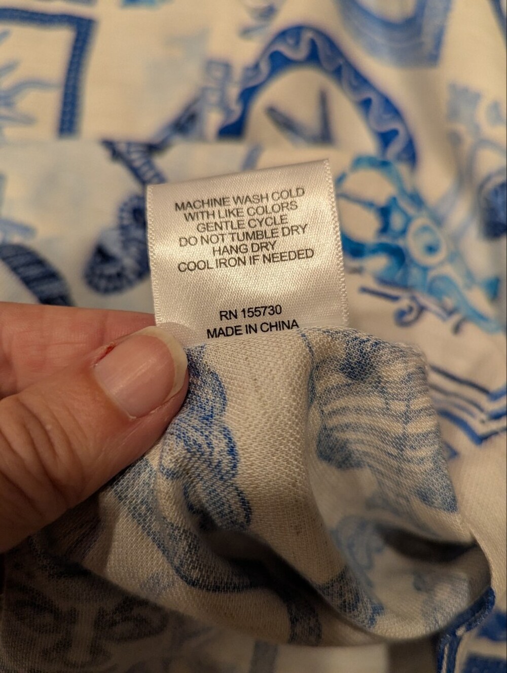 Blue and White Patterned Top - Picture 5 of 9
